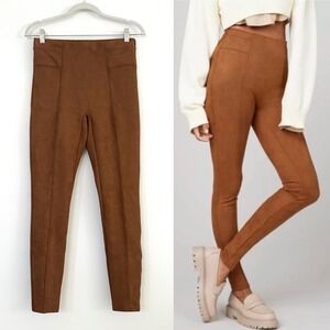 Spanx Women's Size Medium Caramel Brown Faux Suede Leggings Pull-On Pants NWOT